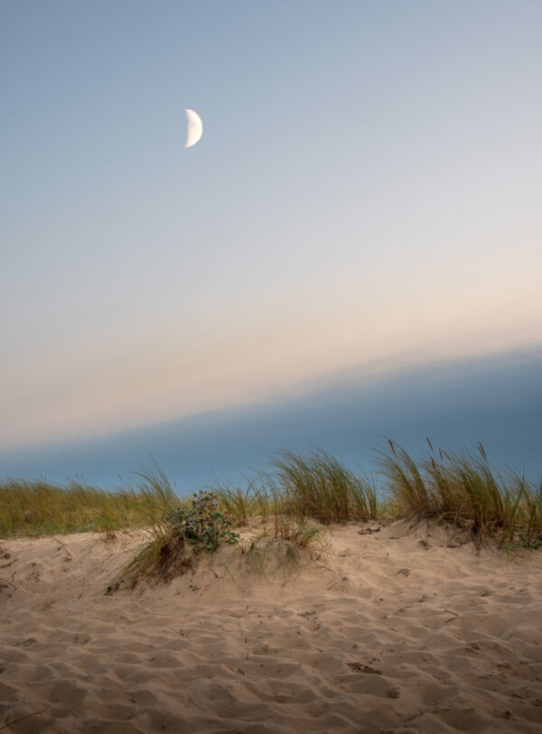 Bassin d'Arcachon : Coucher de soleil et lever de lune au Grand Crohot