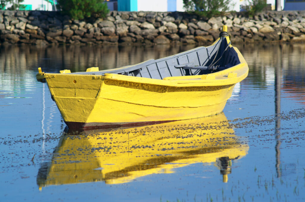 Bassin d'Arcachon, bateau, Pinassotte jaune Arès